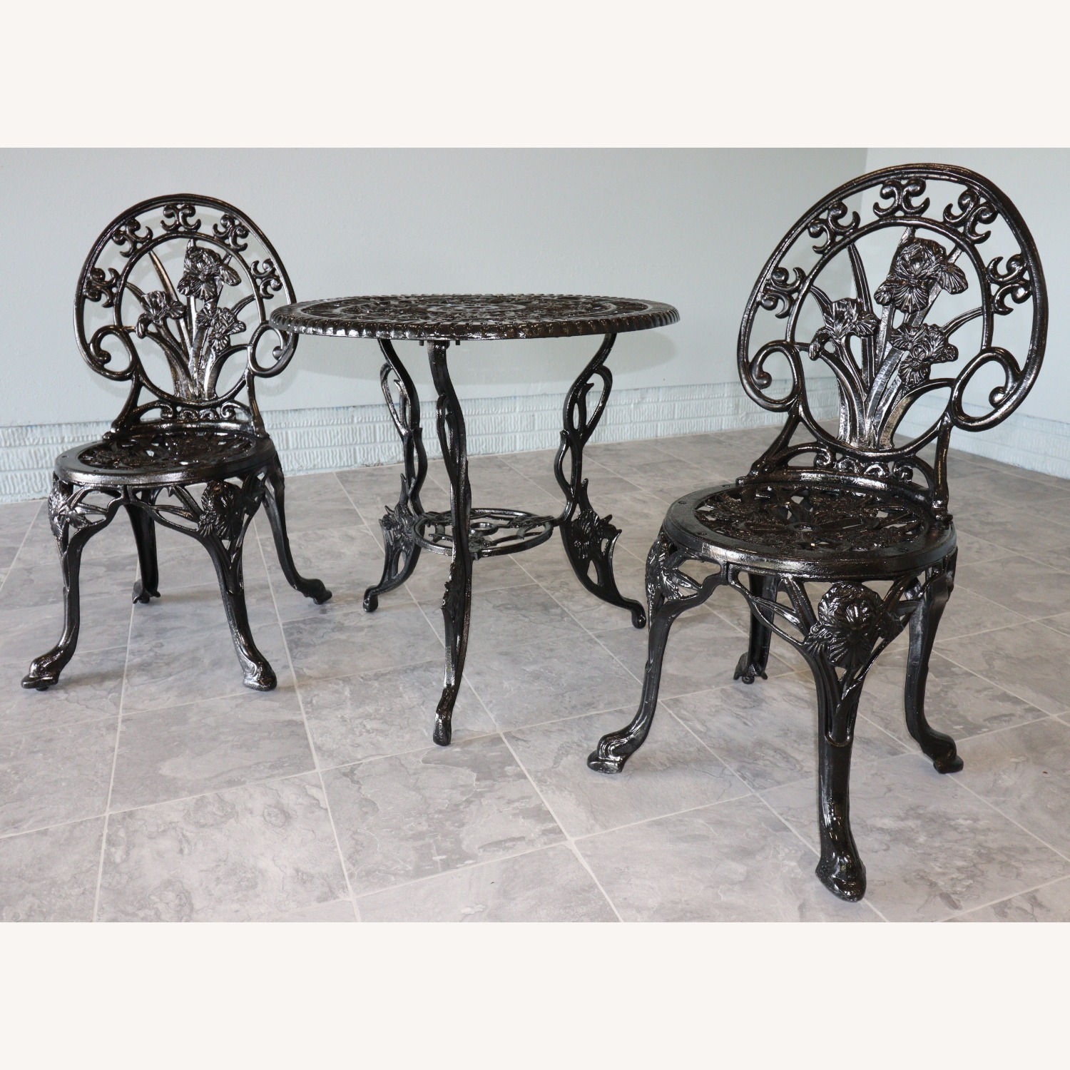 Victorian Revival Iris Themed Bistro Set - image-1