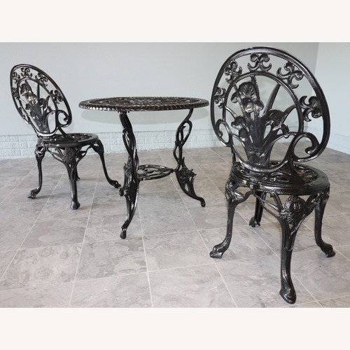 Used Victorian Revival Iris Themed Bistro Set for sale on AptDeco