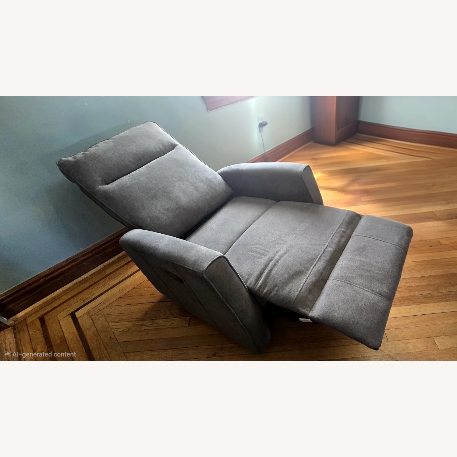 Dark Gray Fabric Recliner - image-3