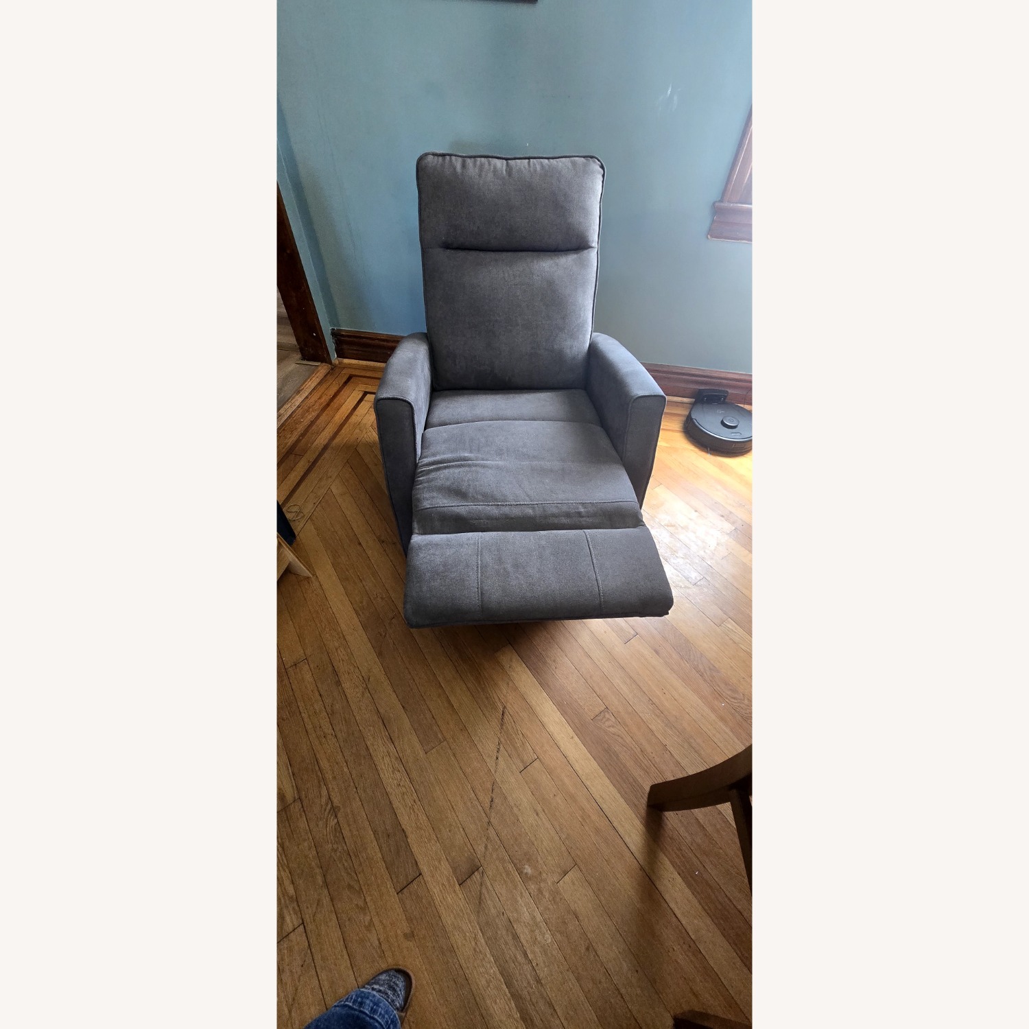 Dark Gray Fabric Recliner - image-5