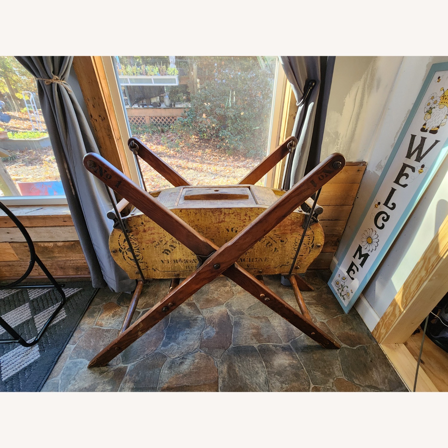 Vintage/Antique Yellow Wood Décor - image-2