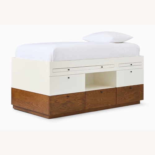 Used West Elm Kids Captain's White Wood Bunk Bed for sale on AptDeco