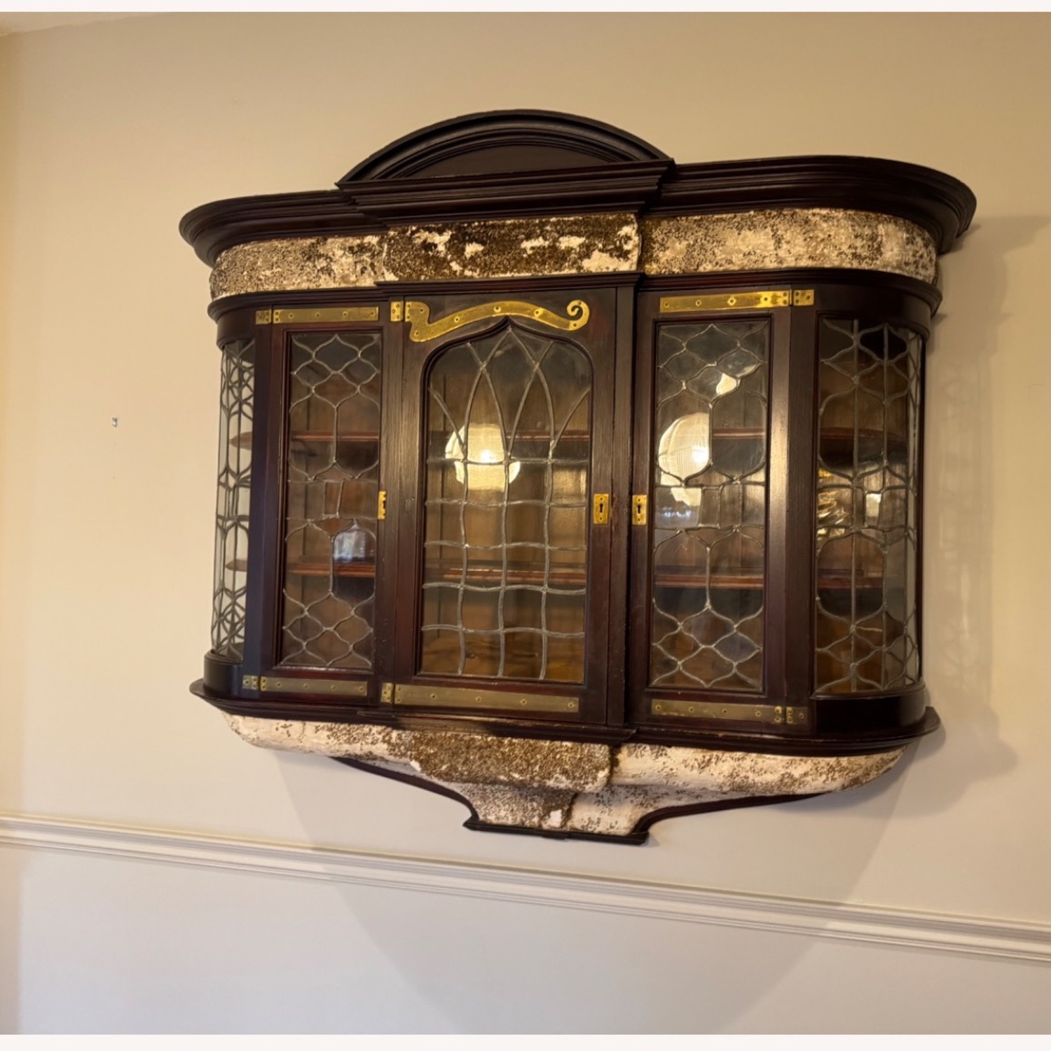 Antique Wall Hung Curio Cabinet - image-6