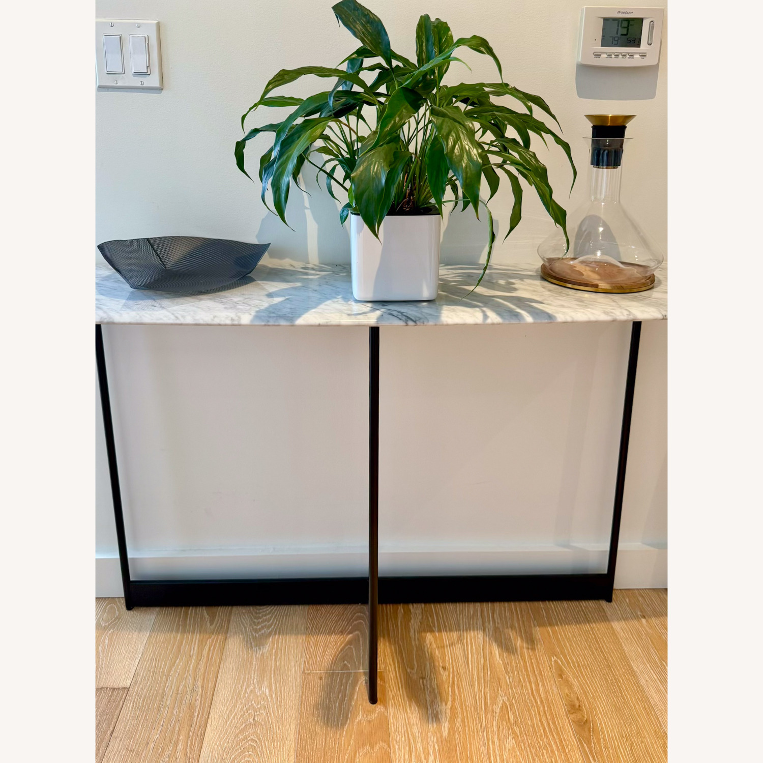 Ligne Roset Light Gray Marble Console Table - image-1