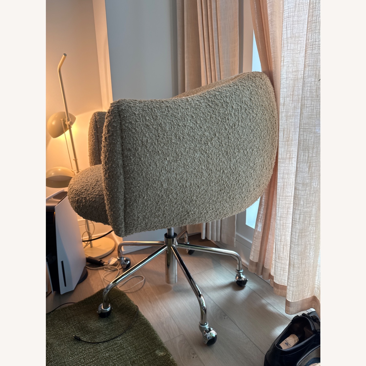 CB2 Light Brown Boucle Office Chair - image-4