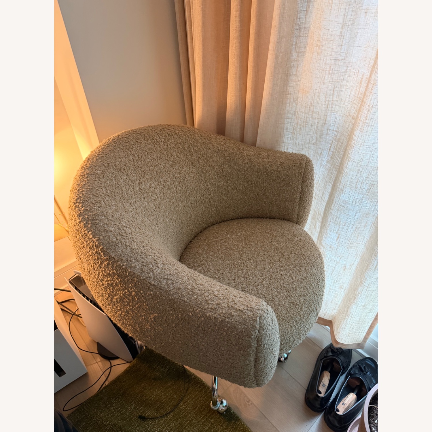CB2 Light Brown Boucle Office Chair - image-1