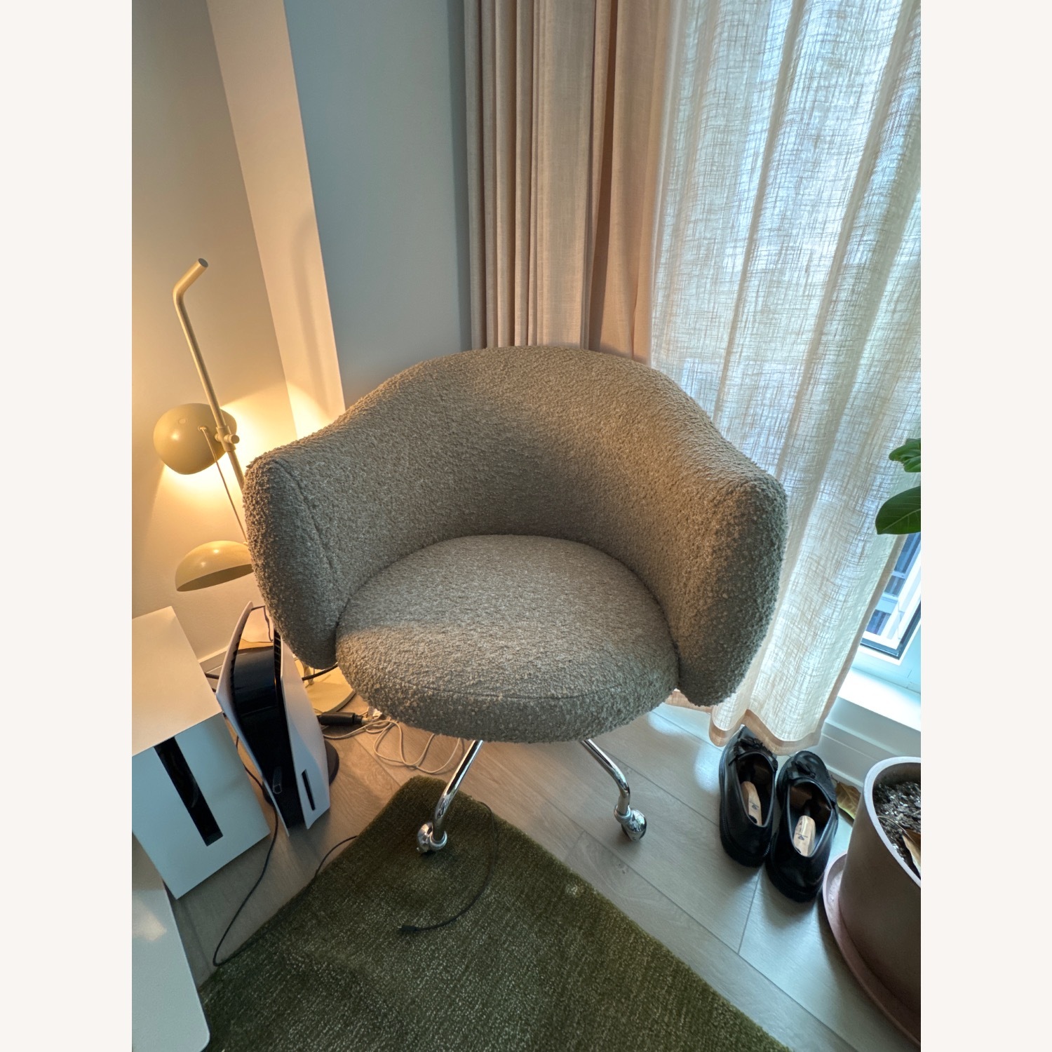 CB2 Light Brown Boucle Office Chair - image-5