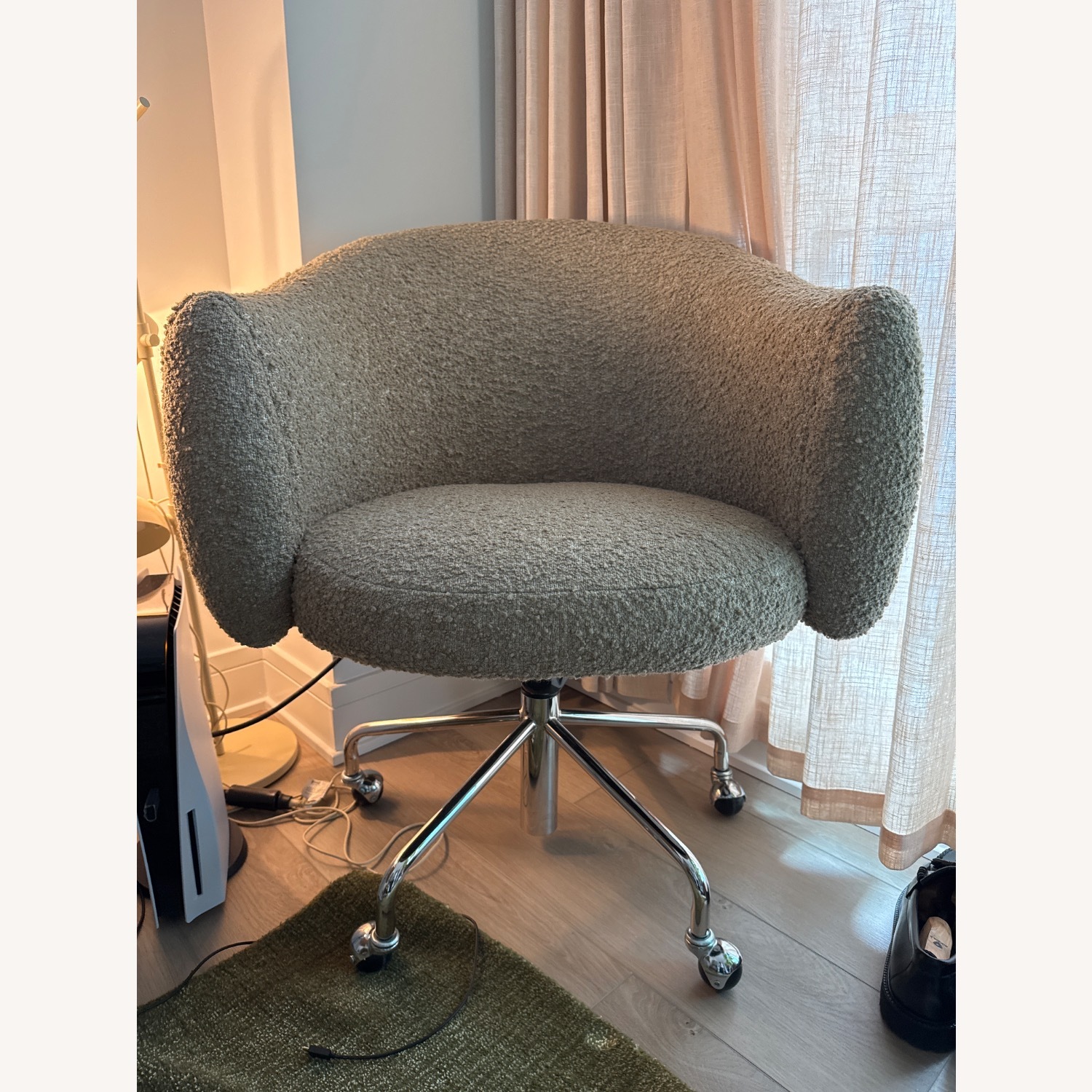CB2 Light Brown Boucle Office Chair - image-3