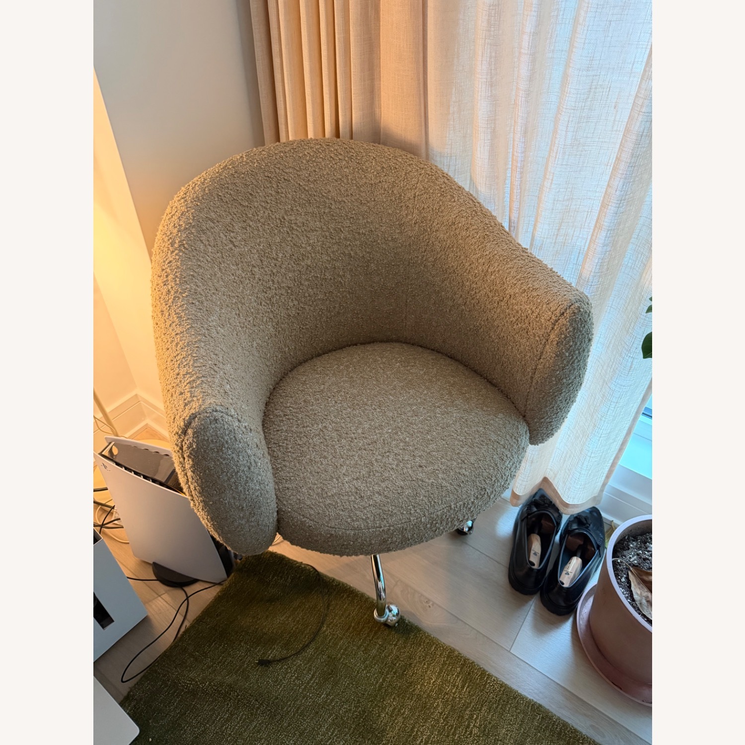 CB2 Light Brown Boucle Office Chair - image-2