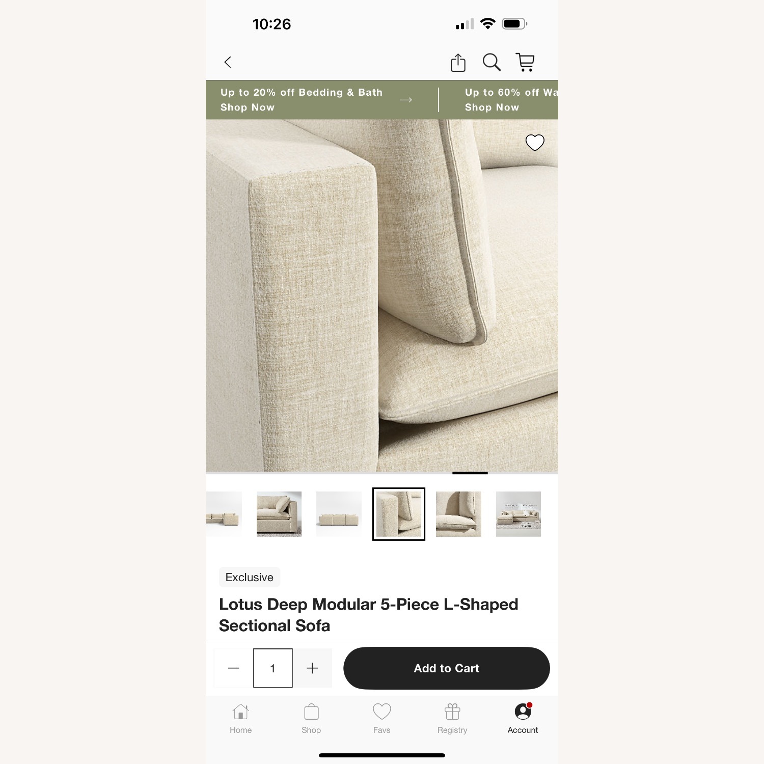 Lotus Deep Modular 5-Piece Sectional Sofa - image-5