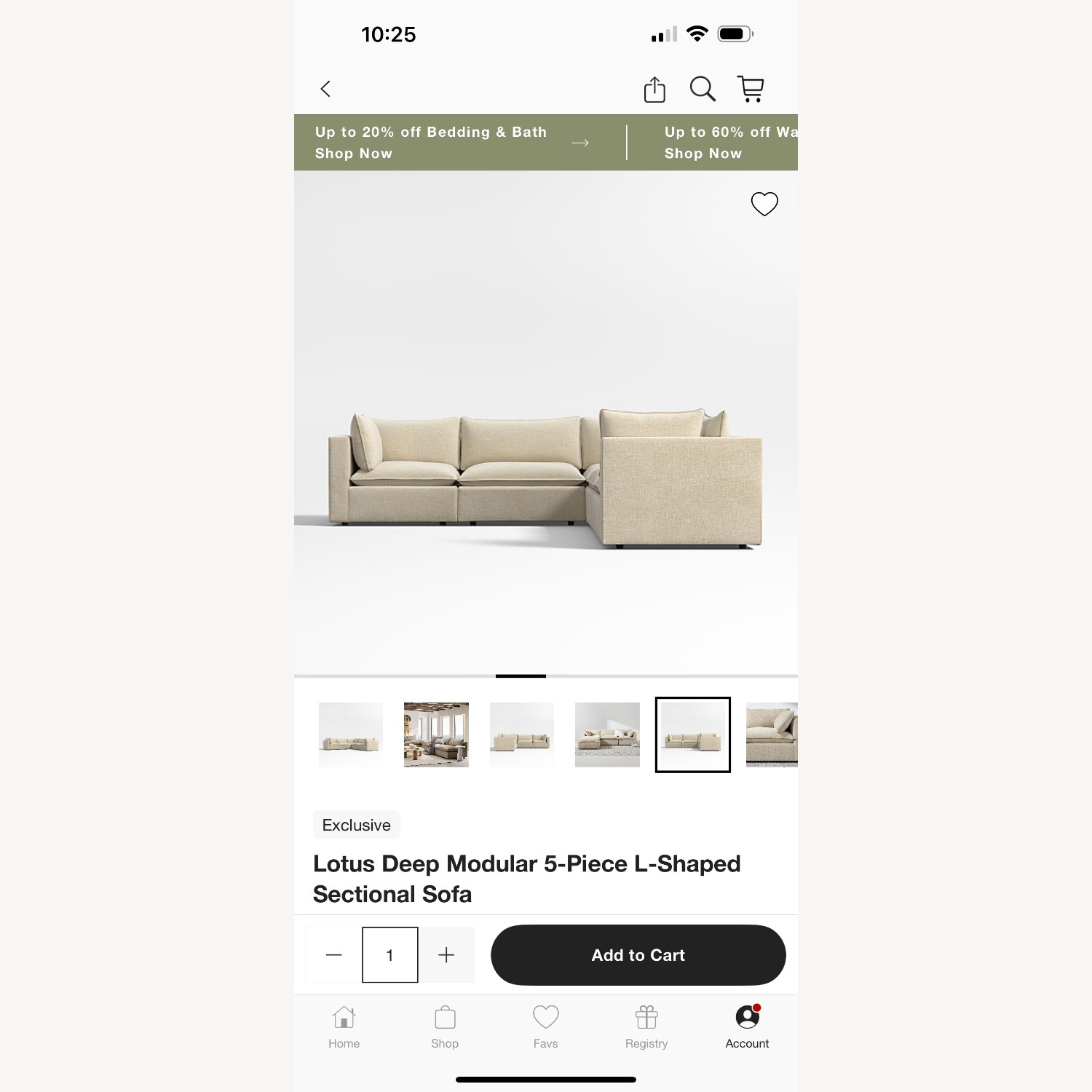 Lotus Deep Modular 5-Piece Sectional Sofa - image-1