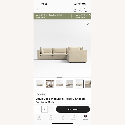 Used  Lotus Deep Modular 5-Piece Sectional Sofa  for sale on AptDeco