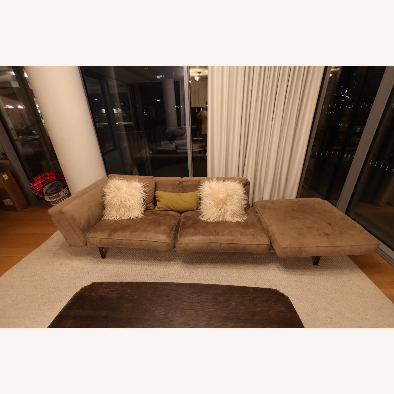 Light Brown Suede 3+ Seater Sofa - image-1