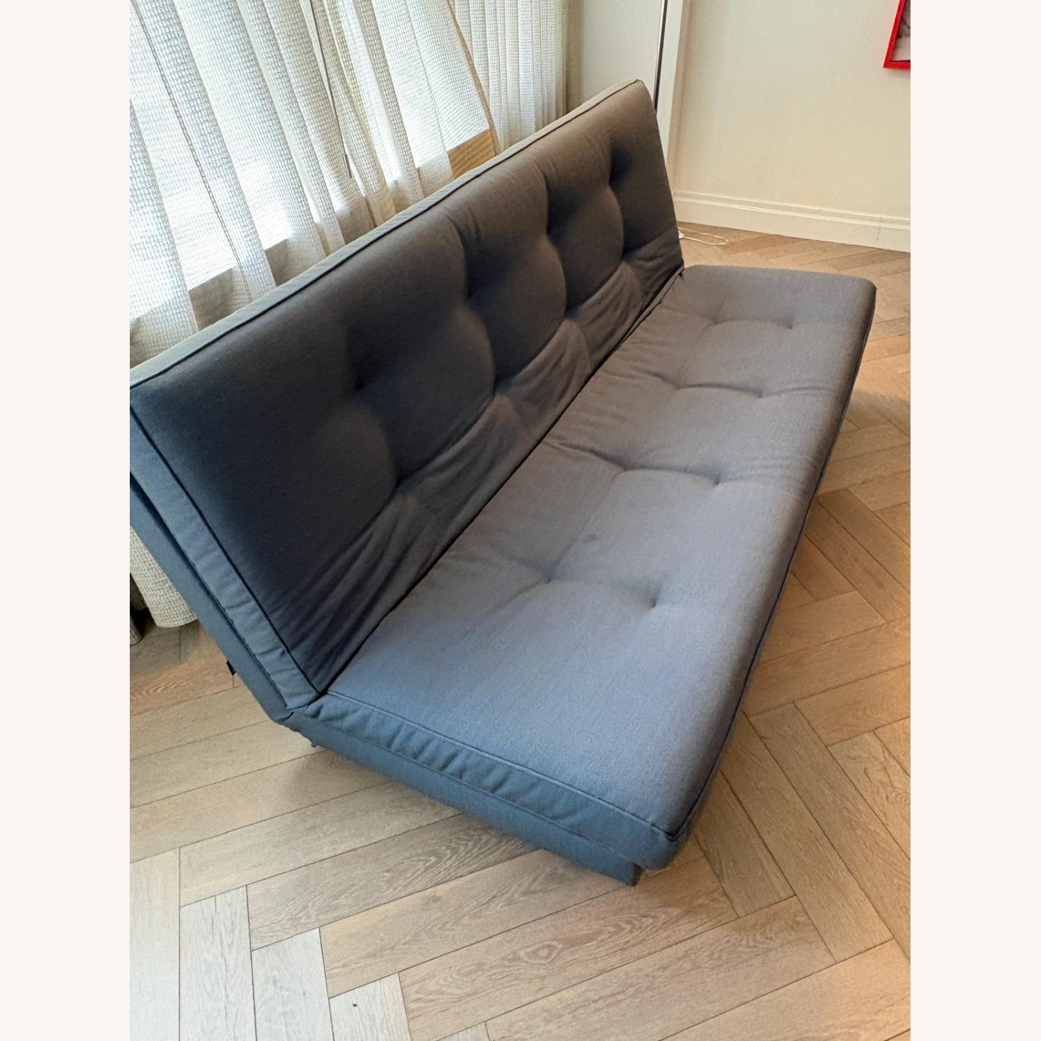 Ligne Roset Blue Fabric Sleeper Sofa - image-3