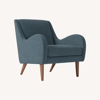 West Elm Sebastian Blue Fabric Armchair