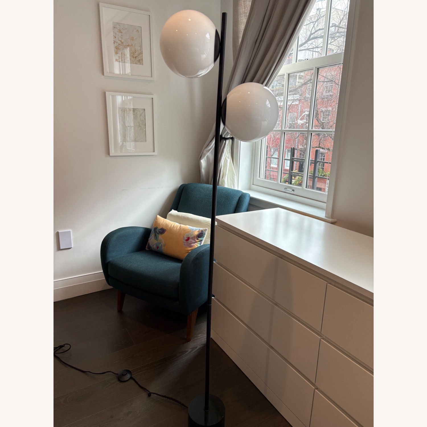 West Elm Sphere & Stem 2-Light Floor Lamp in Black - image-1