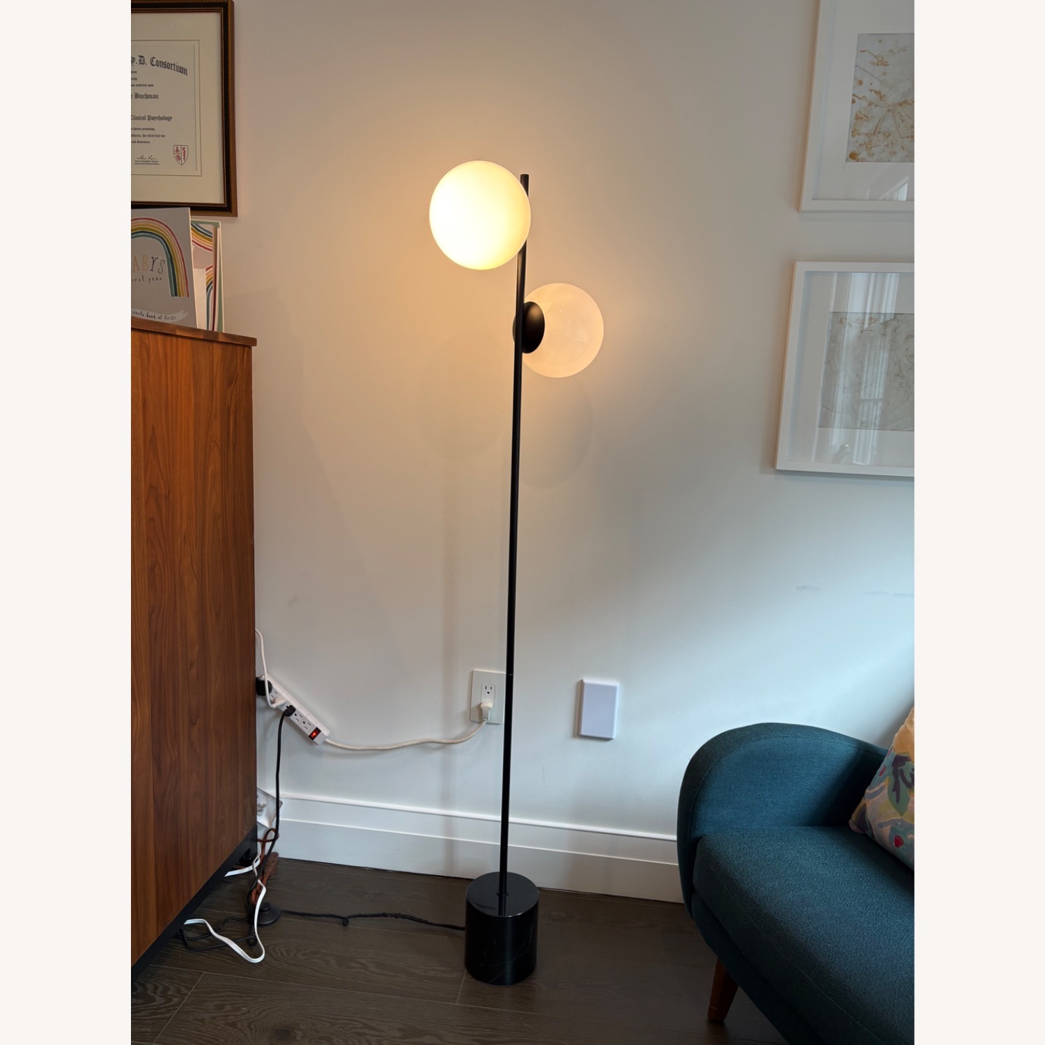West Elm Sphere & Stem 2-Light Floor Lamp in Black - image-3
