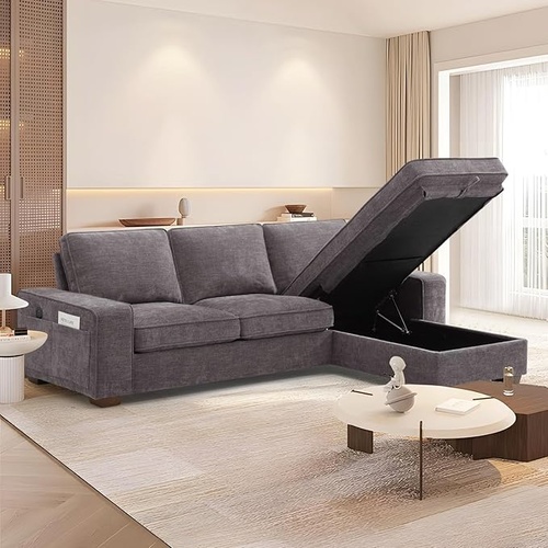 Used TEKAMON 99" Convertible L-Shape Sofa W Storage for sale on AptDeco