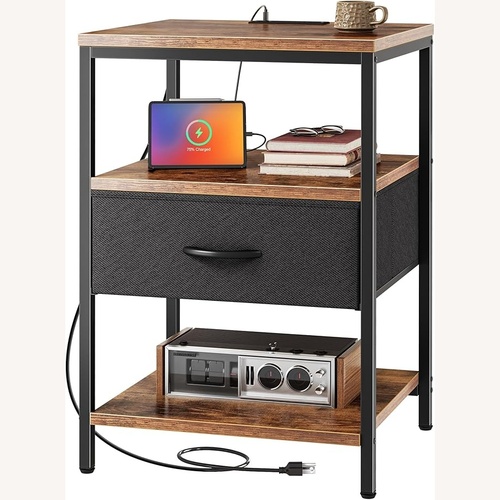 Used Dark Brown Side Table With Electrical Outlets for sale on AptDeco