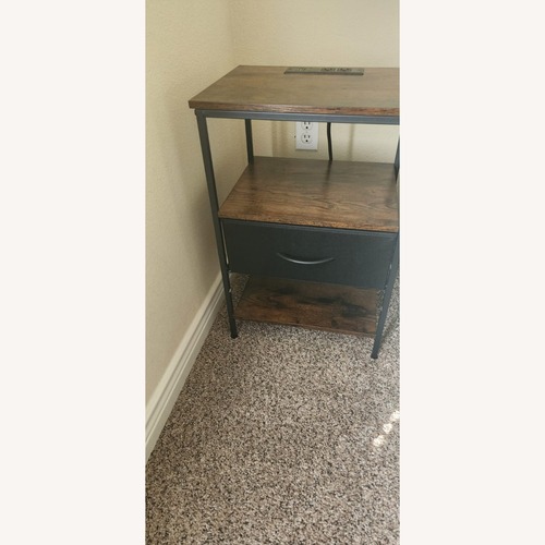 Used Dark Brown Side Table With Electrical Outlets for sale on AptDeco