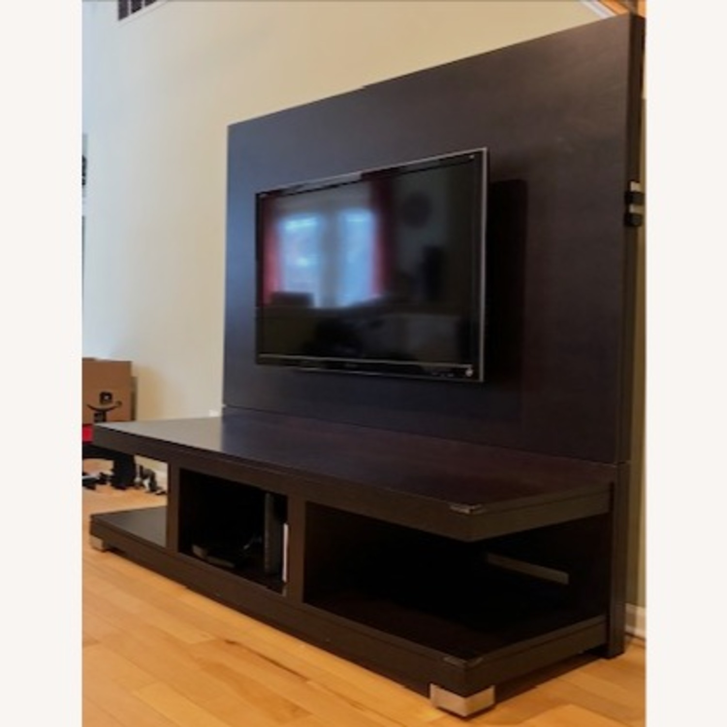 Modern Dark Wood Entertainment Stand  - image-3