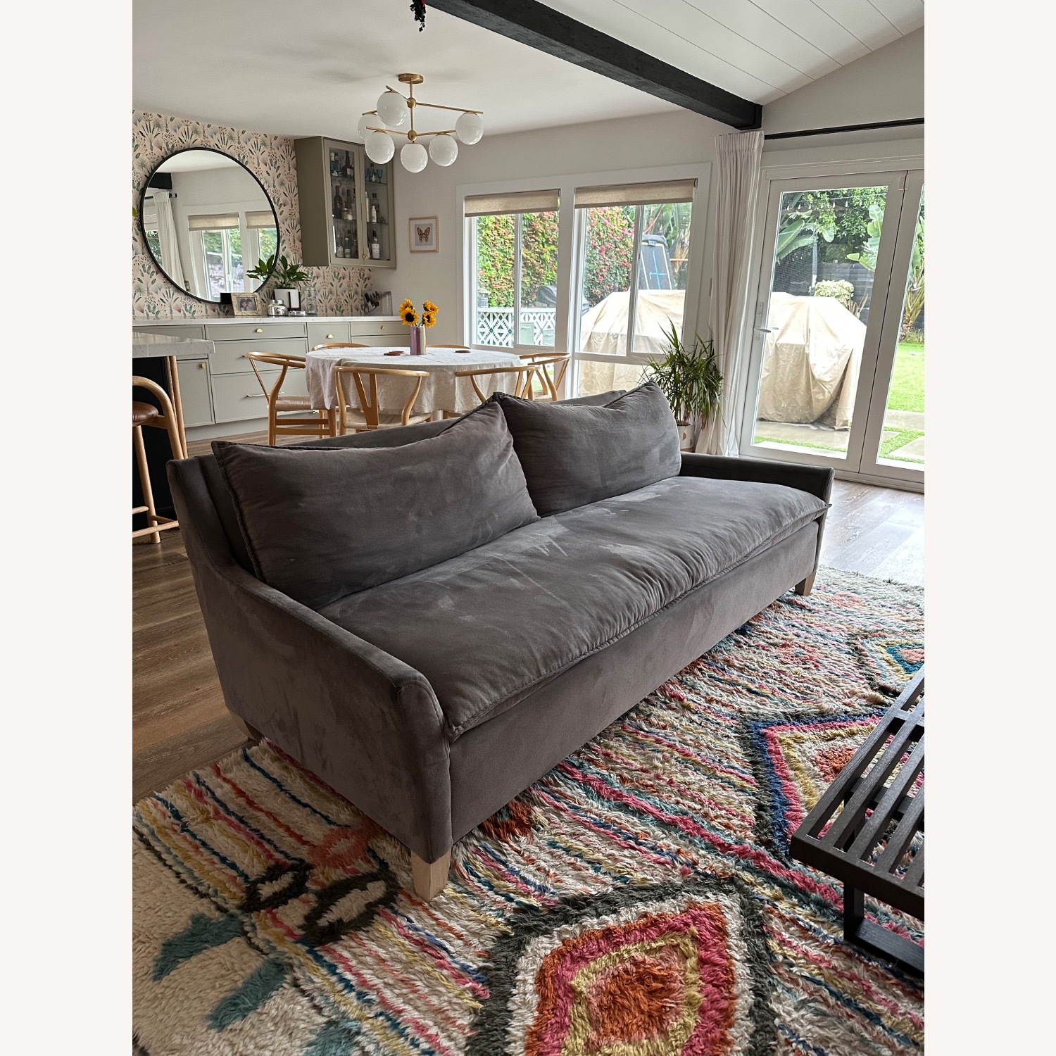 West Elm Bliss Dark Gray Fabric 3+ Seater Sofa - image-1