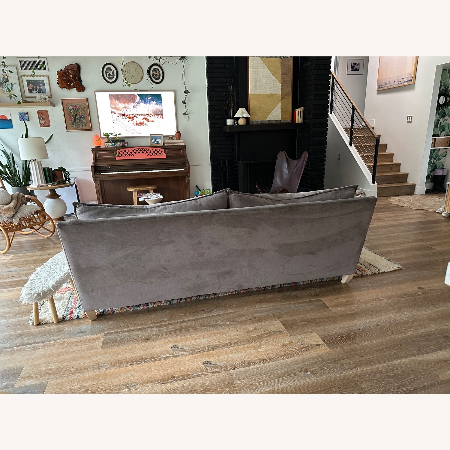 West Elm Bliss Dark Gray Fabric 3+ Seater Sofa - image-6