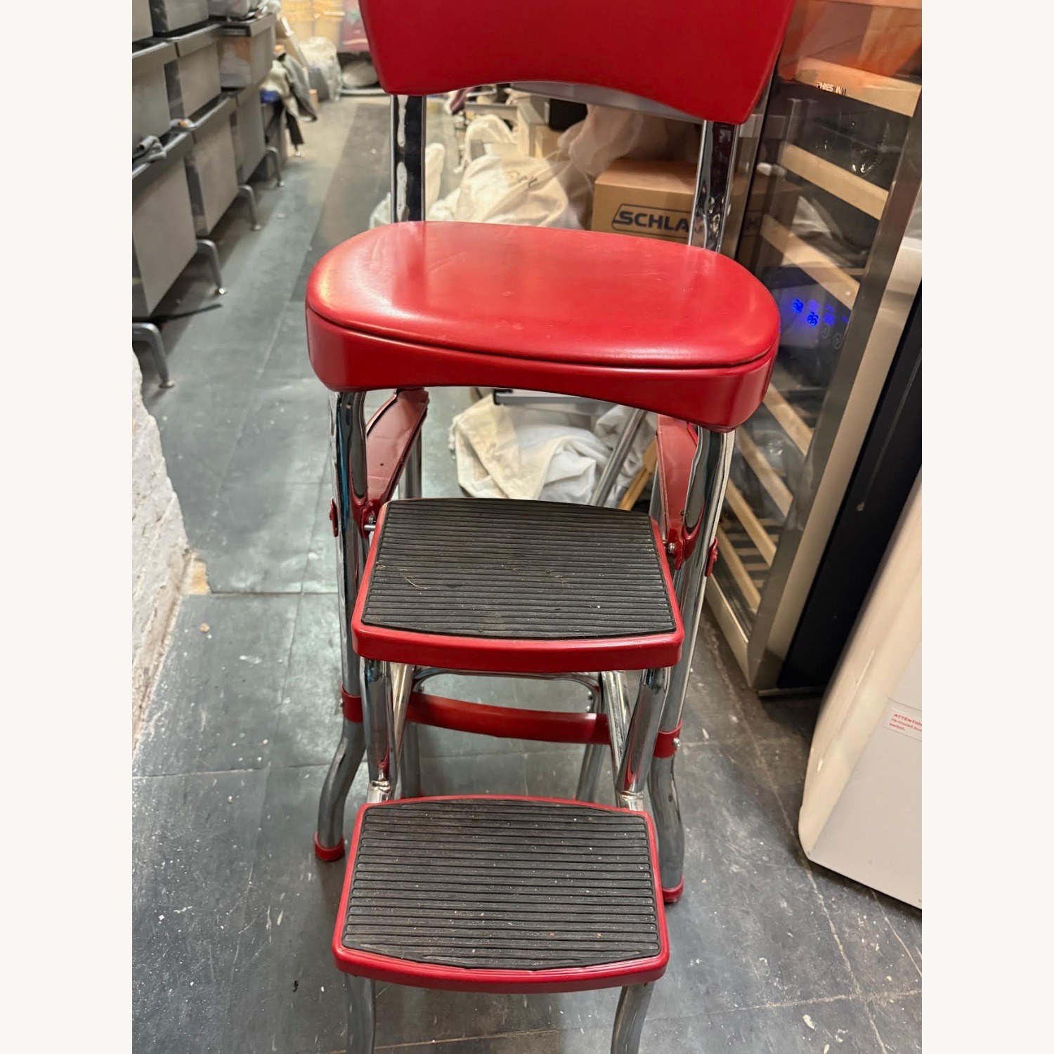 COSCO Retro Red Counter Chair & Step Stool - image-18