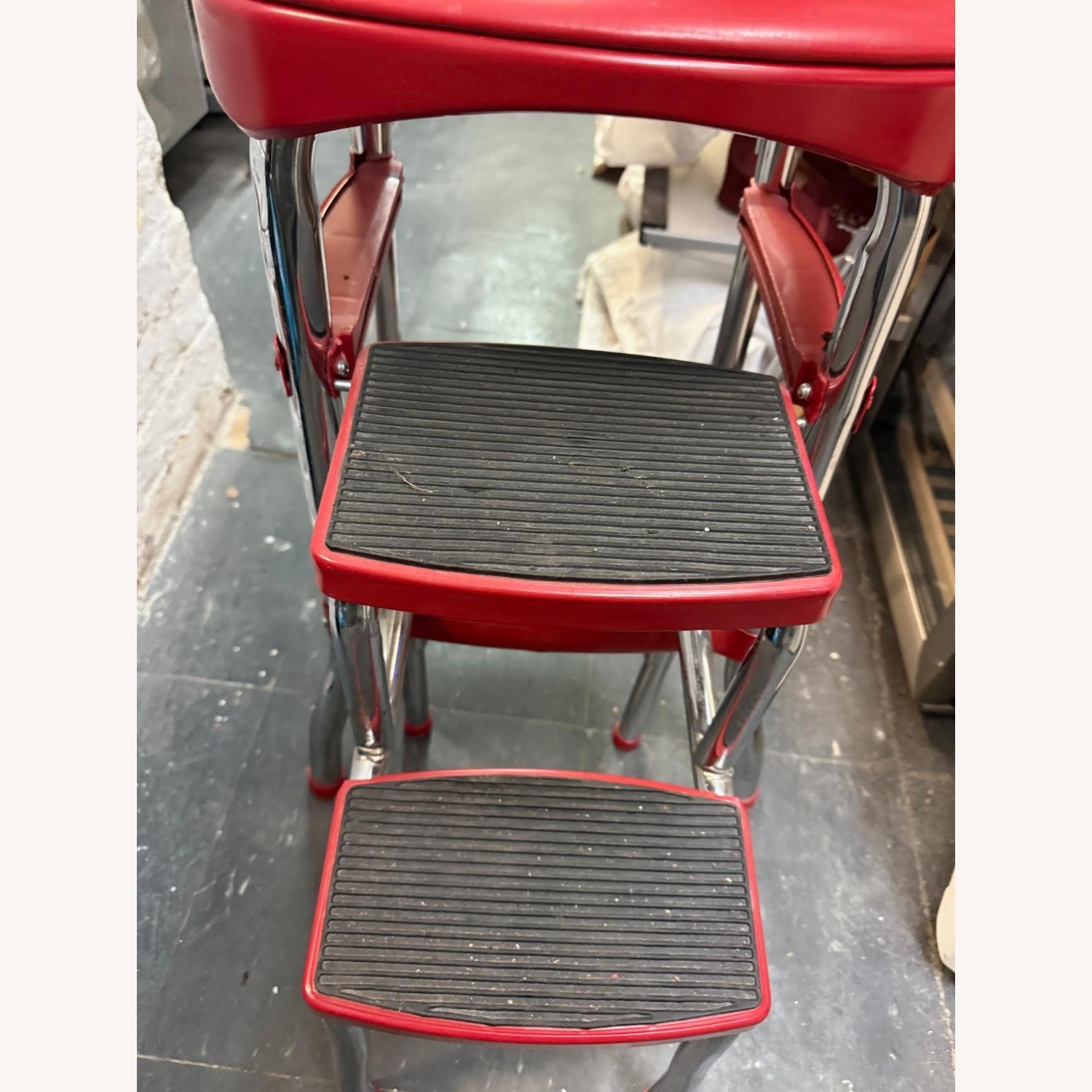 COSCO Retro Red Counter Chair & Step Stool - image-4