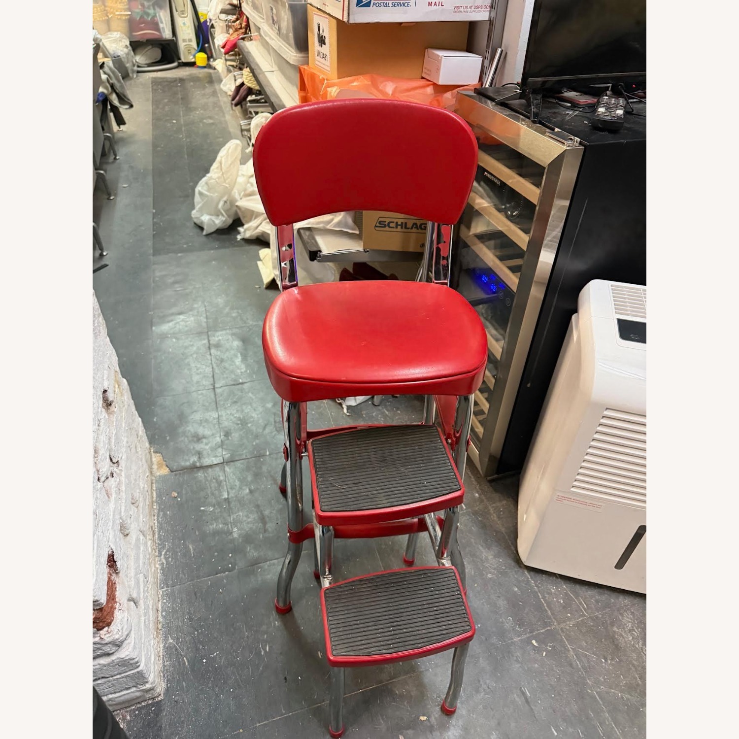 COSCO Retro Red Counter Chair & Step Stool - image-19