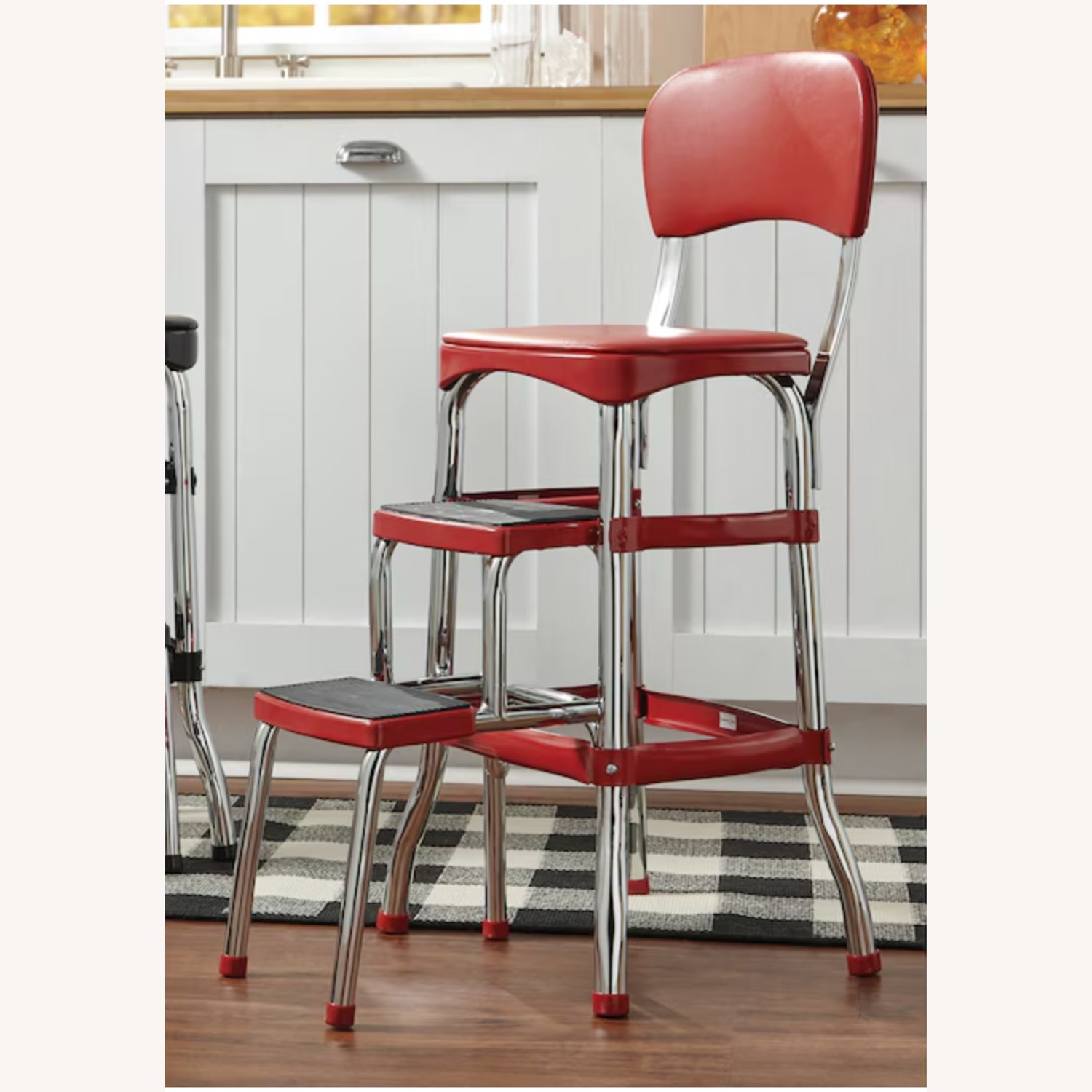 COSCO Retro Red Counter Chair & Step Stool - image-24