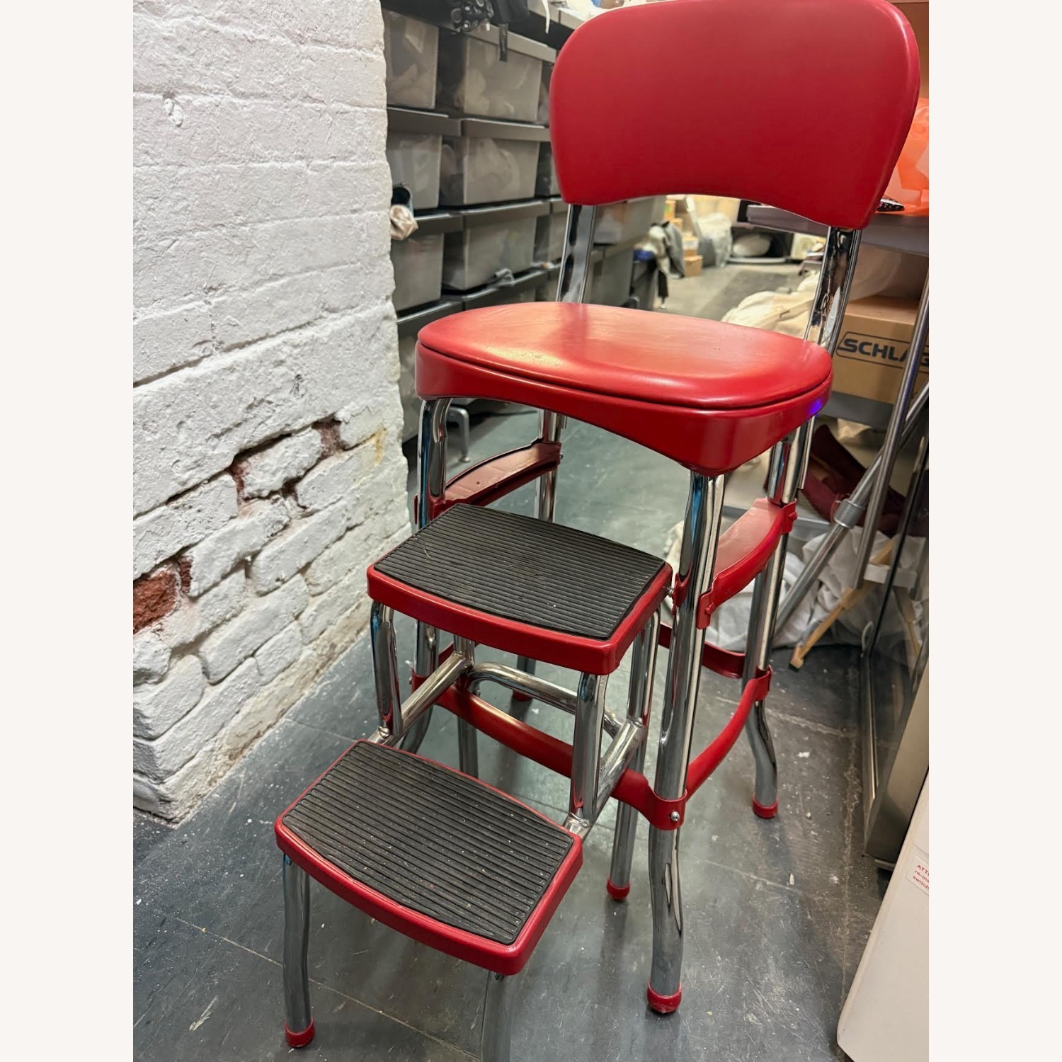 COSCO Retro Red Counter Chair & Step Stool - image-16