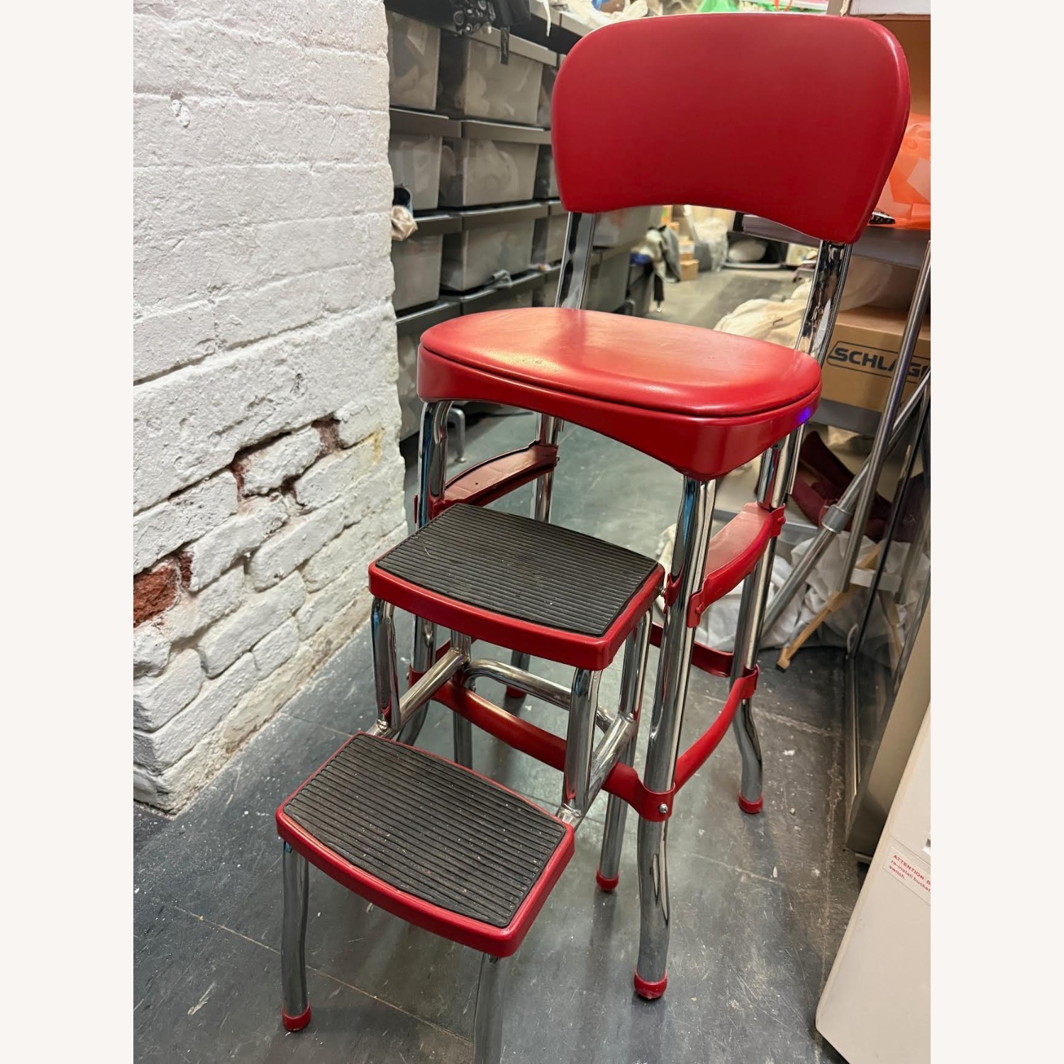 COSCO Retro Red Counter Chair & Step Stool - image-17