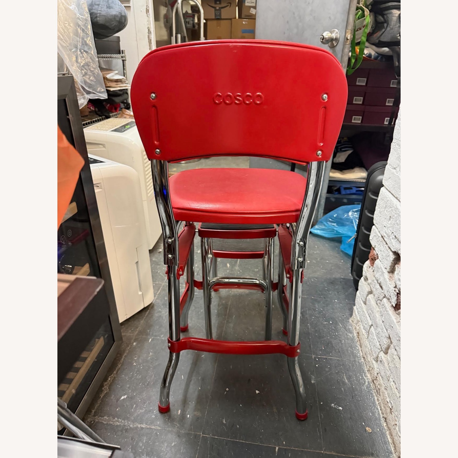 COSCO Retro Red Counter Chair & Step Stool - image-22