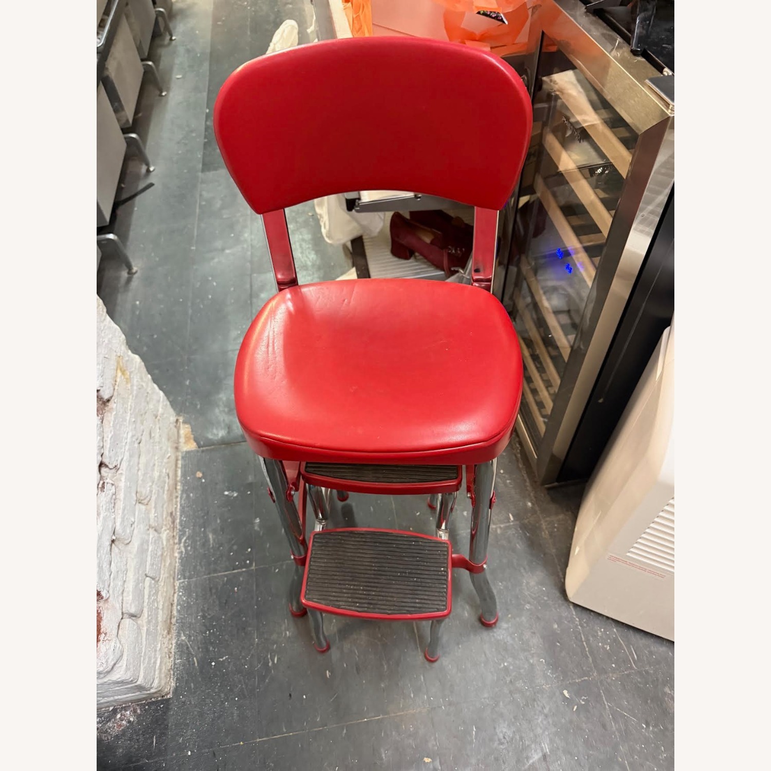 COSCO Retro Red Counter Chair & Step Stool - image-13