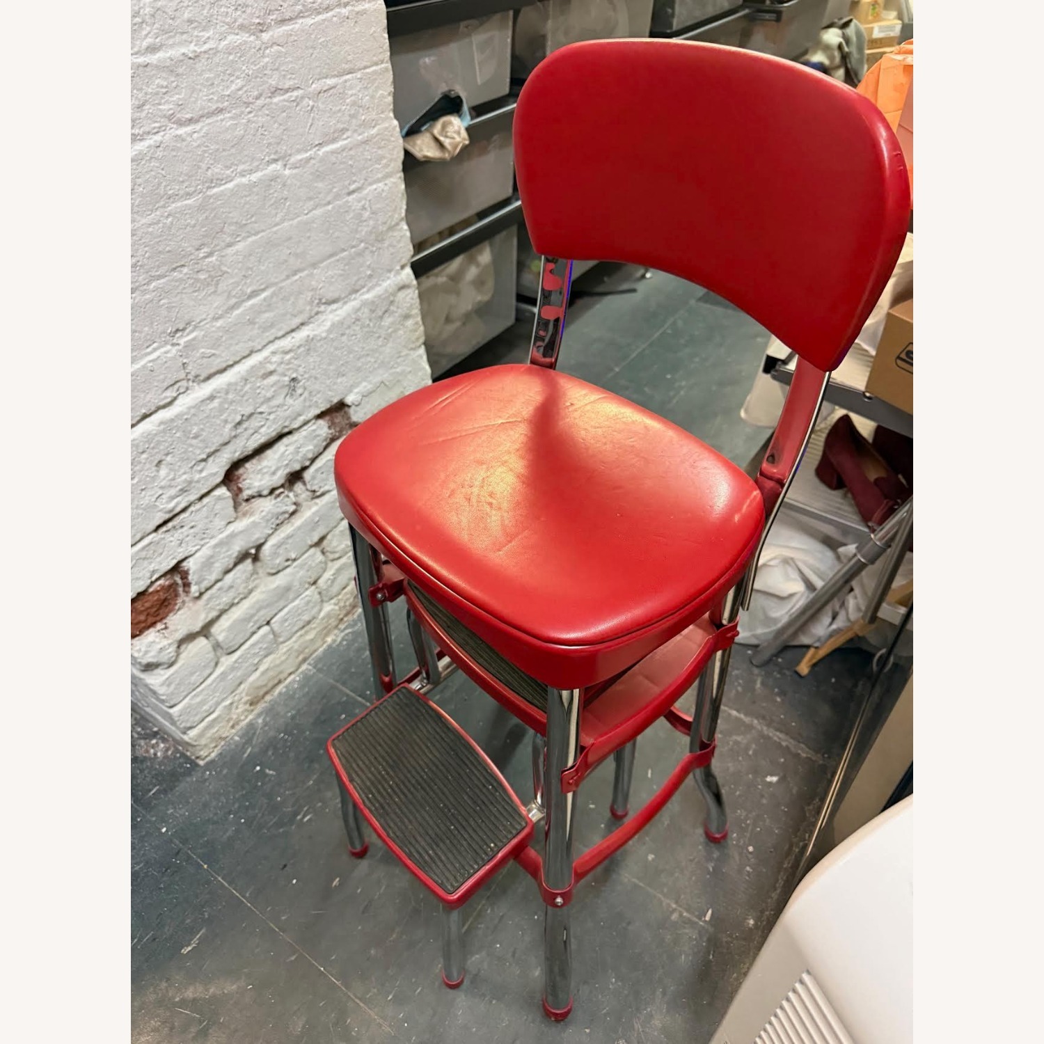 COSCO Retro Red Counter Chair & Step Stool - image-15