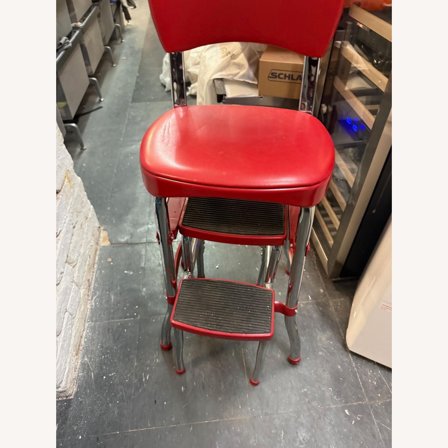 COSCO Retro Red Counter Chair & Step Stool - image-14