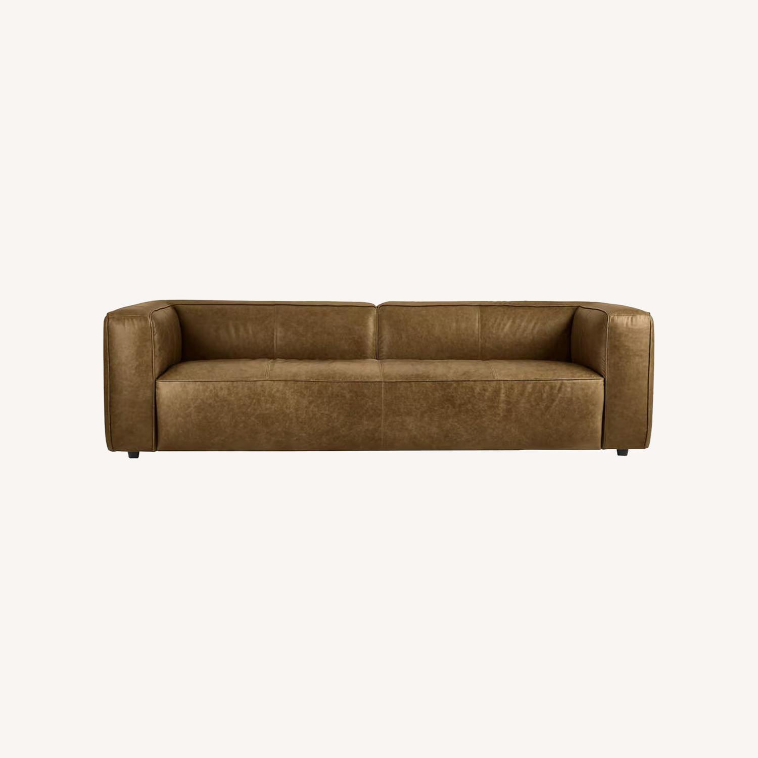 CB2 Lenyx Light Brown Leather 2 Seater Sofa - image-0