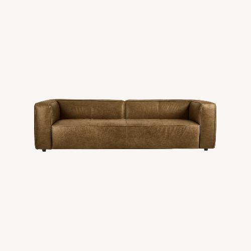 Used CB2 Lenyx Light Brown Leather 2 Seater Sofa for sale on AptDeco