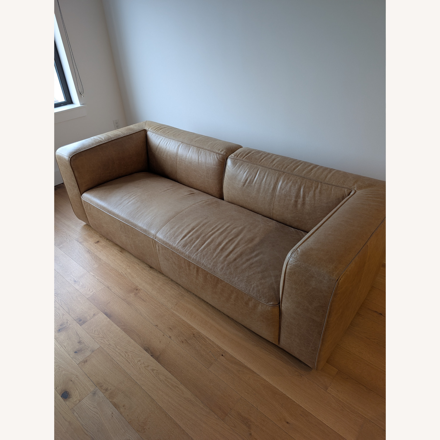 CB2 Lenyx Light Brown Leather 2 Seater Sofa - image-2