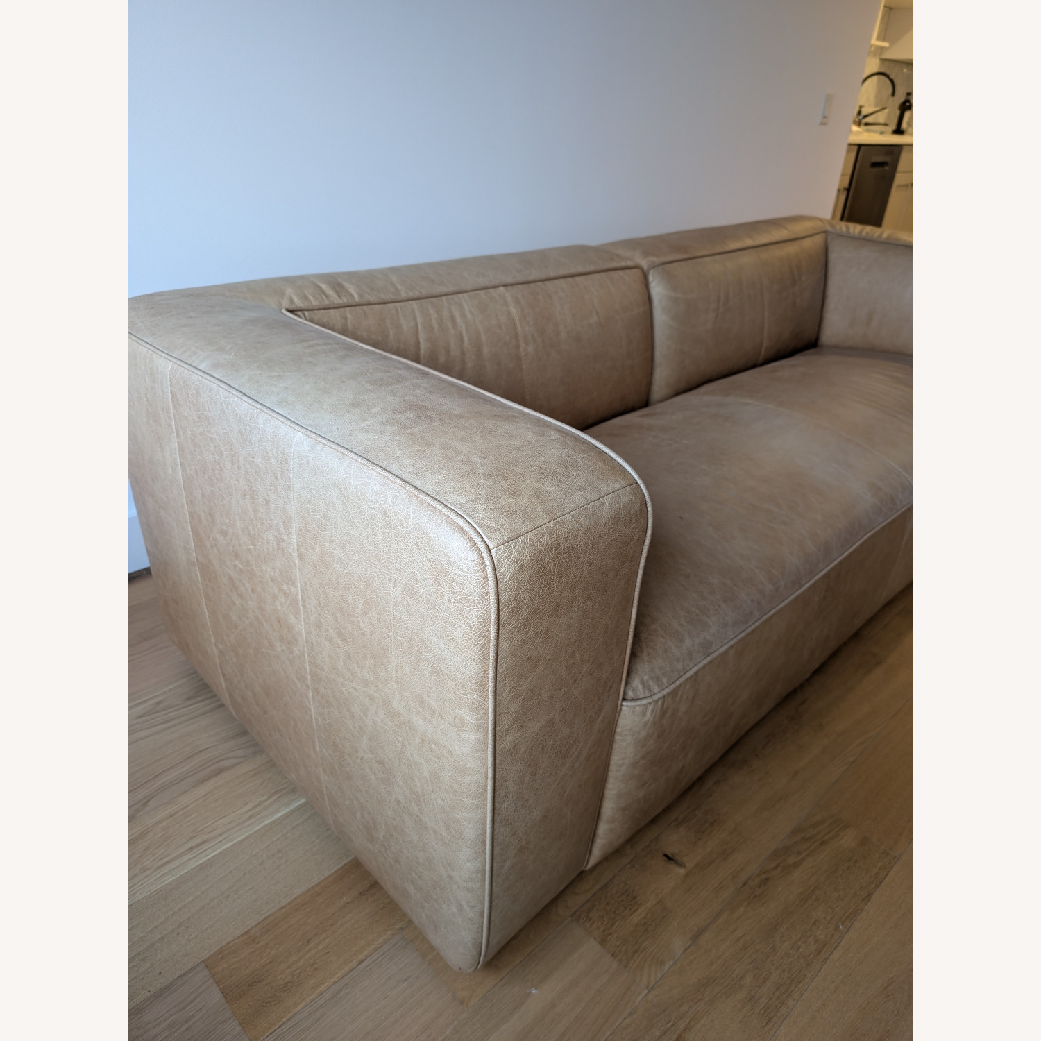 CB2 Lenyx Light Brown Leather 2 Seater Sofa - image-7