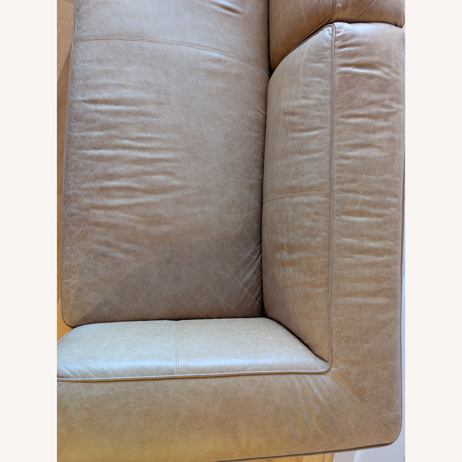 CB2 Lenyx Light Brown Leather 2 Seater Sofa - image-6
