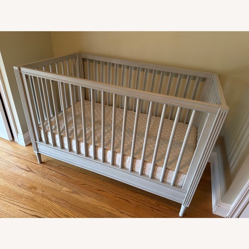 Used Pottery Barn Kids Harlow Light Gray Wood Crib for sale on AptDeco