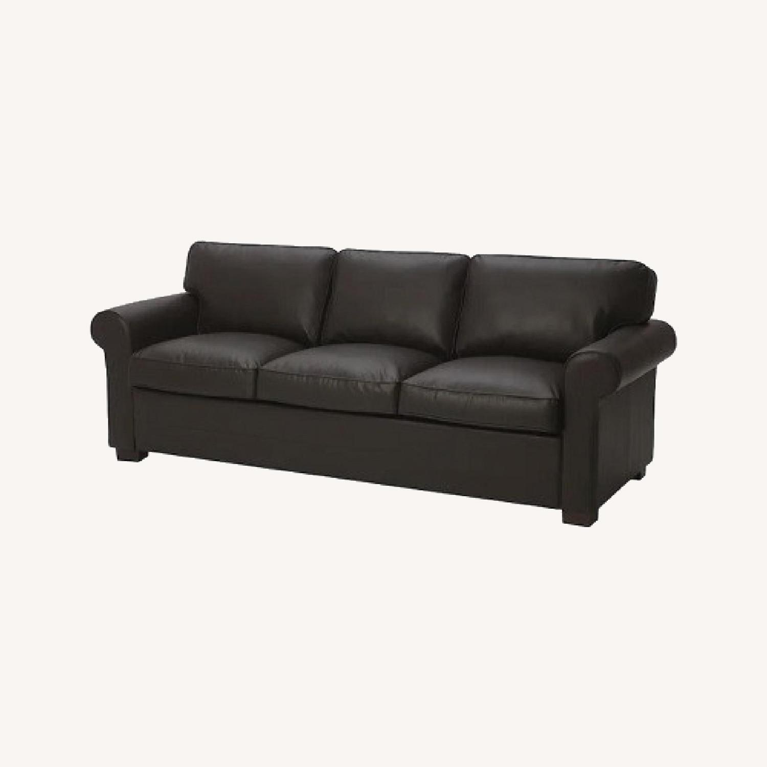 IKEA Dark Brown Leather 3+ Sofa - image-0