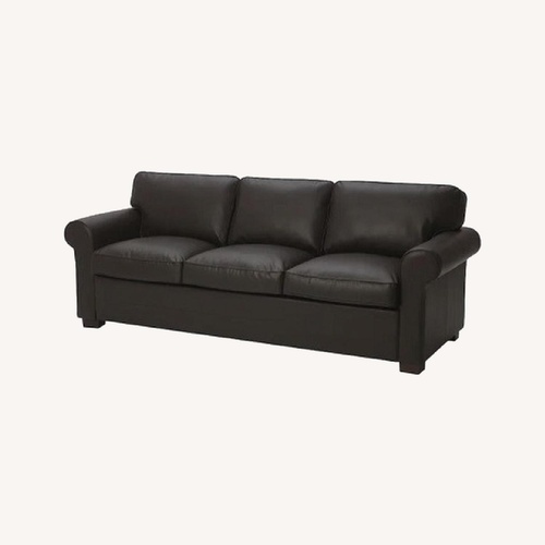 Used IKEA Dark Brown Leather 3+ Sofa for sale on AptDeco