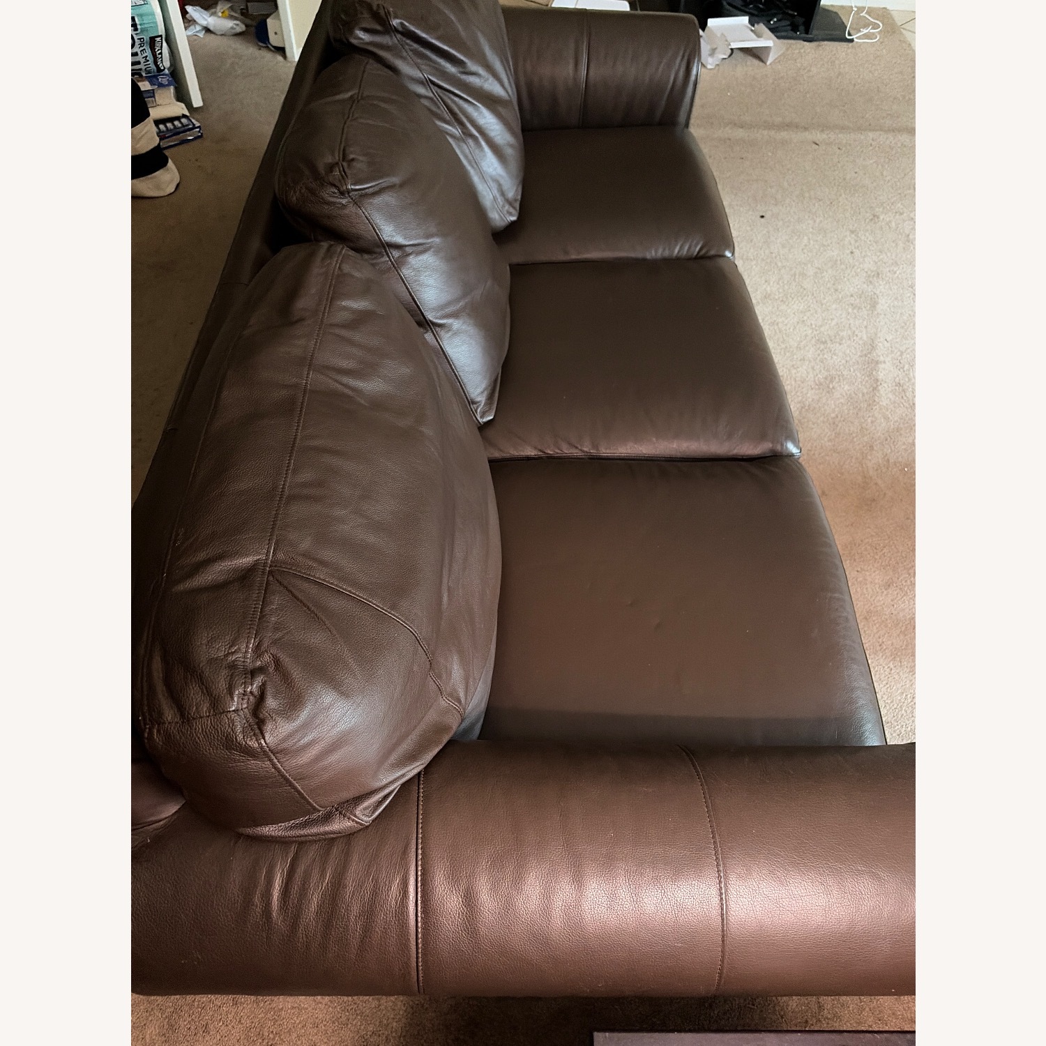 IKEA Dark Brown Leather 3+ Sofa - image-3