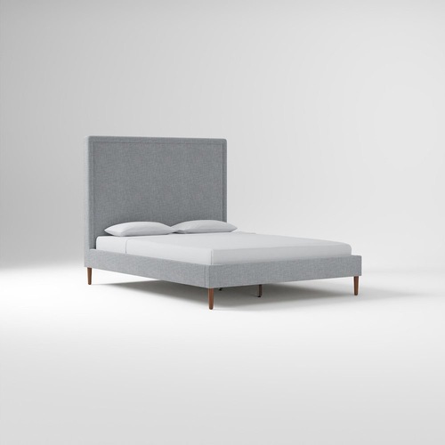 Used West Elm Emmett Dark Gray Linen Twin Bed for sale on AptDeco