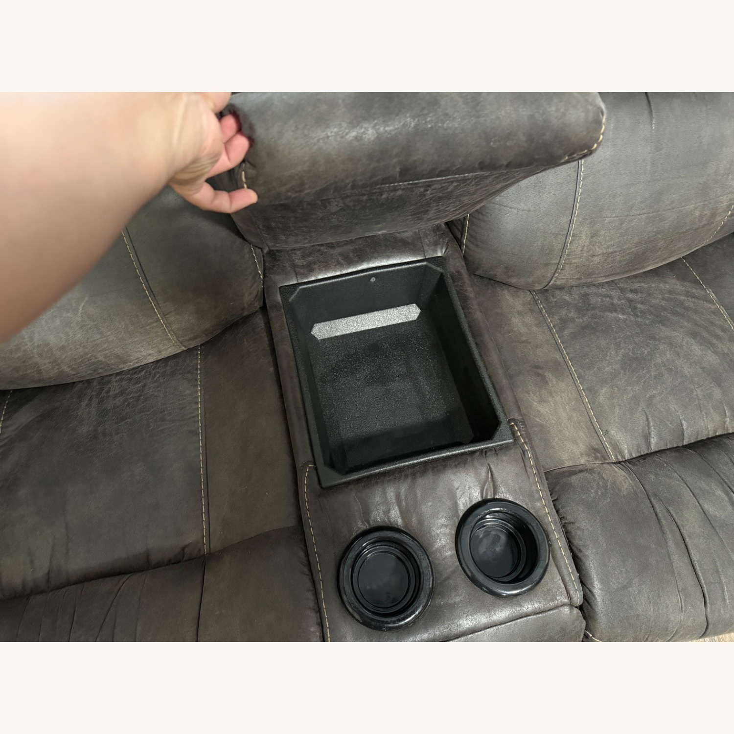 Light Gray Fabric 2 Seater Sofa - image-4