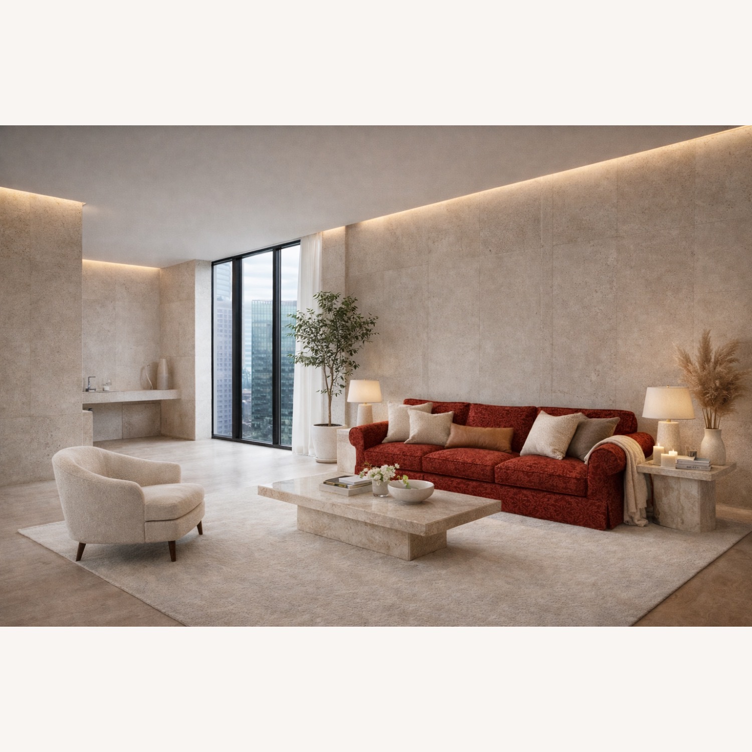 Star International Furniture Red 3+ Seater Sofa - image-2