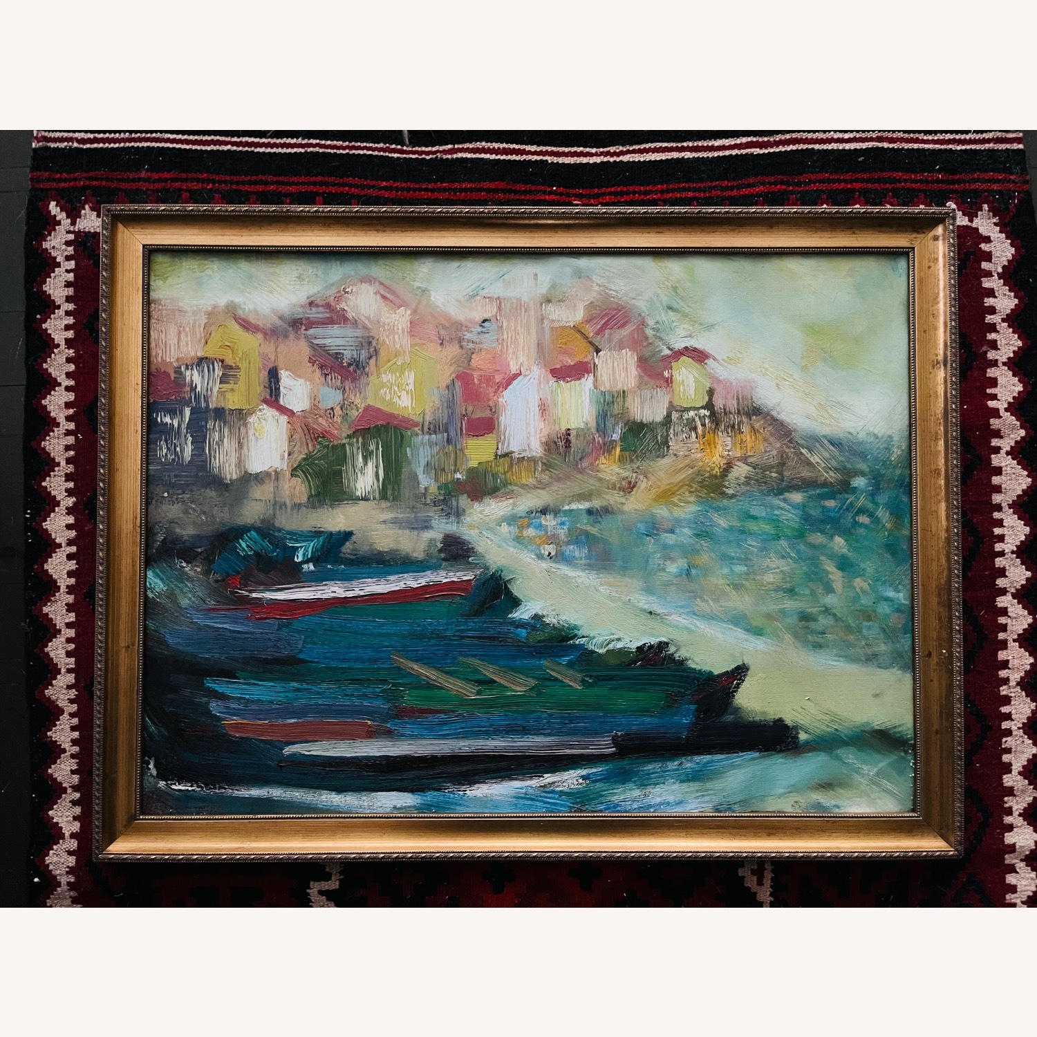 Mid Century Abstract Seascape Painting 1950s - image-1